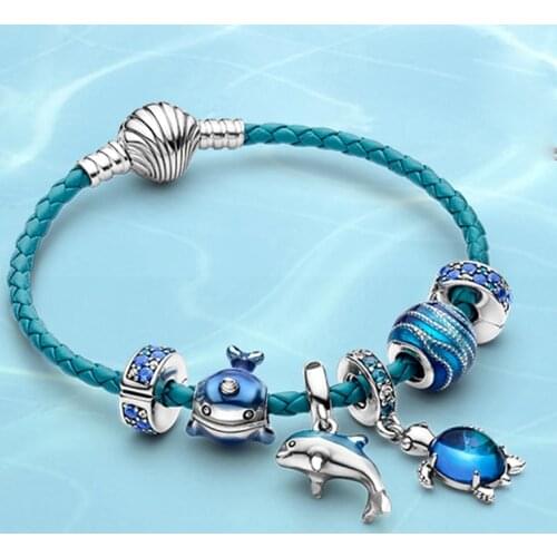 2020 Summer New Sterling Silver 925 Dolphin Ocean Dream Bracelet DIY Set ZT0693 Romantic Classic High Quality Original 1:1 Gift