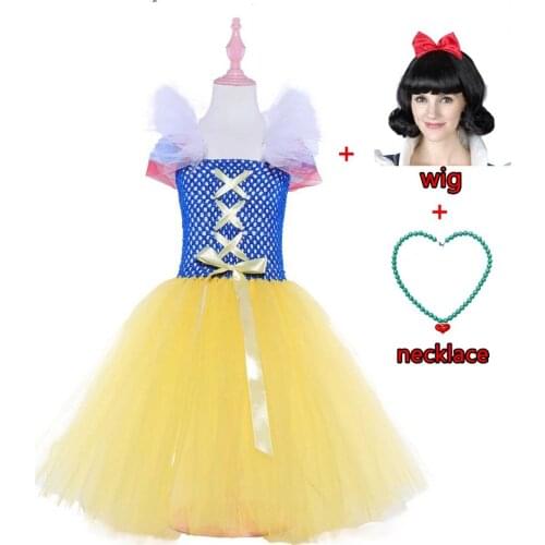 Purim Girls Clothing Snow White Tutu Dress Girls Christmas Birthday Party Dresses Princess Cosplay Halloween Costume for Kids