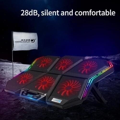 Coolcold Laptop cooling pad 12-17 inches Gaing RGB Led Screen Notebook cooler stand with 6 Fan stand and 2USB Ports Laptop Stand