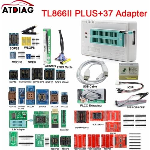 Original Newest Minipro TL866II Plus USB Universal programmer + 37pcs IC Adapters High speed TL866II PLUS English manual