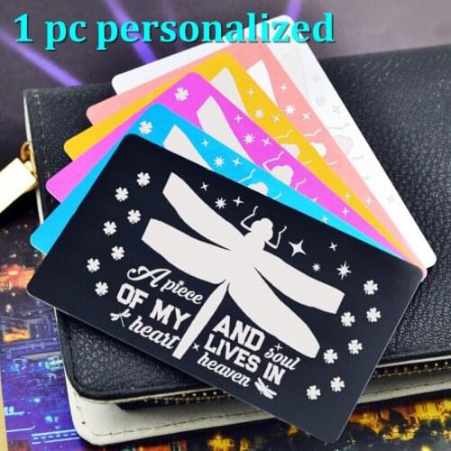Personalized Metal Wallet Card Insert Custom Laser Engraved Message Card Romantic Gift Hand Writting Love Greeting Card KP013