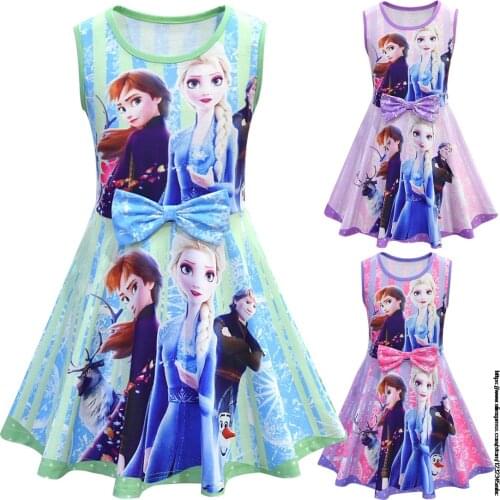 Disney Frozen New Queen 2 White Girls Anna Elsa Dress Children Gowns Infant New Years Kids Holiday Dress