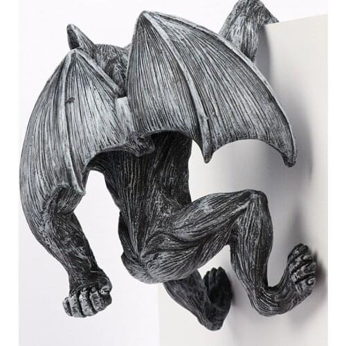 Resin Gargoyle Fence Topper Hanger Fence Hanging Garden Statue For Patio Porch Fence Decoration Home Decorations Craft Ornament