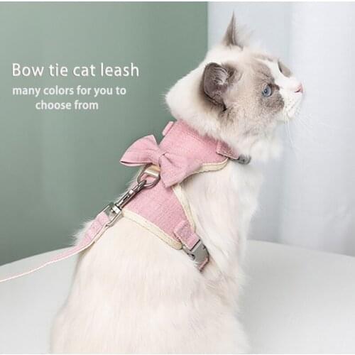 Leash Cute Bowknot Vest Chest Harness For Dogs For Cats Adjustable Traction Rope Pet kitten Breathable Chest Back Pet Products
