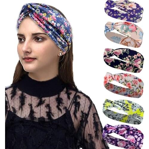1pcs Boho Tie Dye Cotton Headbands Bandana Turban Cross Head Wrap Elastic Women Girl Hair Bands Hair Accessories Bandage