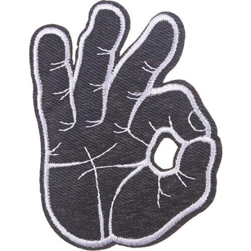 Prajna Hippie Gesture Patches for Clothes Black and White Stripes Iron on Appliques Clothing Punk Stickers DIY Embroidery Badges