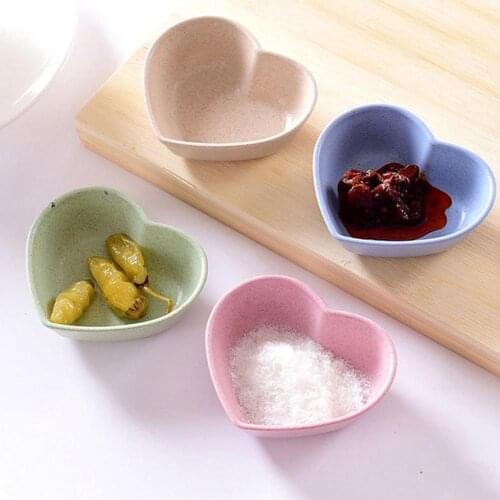 Seasoning Dish Wheat Straw Flower Heart Round Shape Multipurpose Snack Dessert Plate Saucer Vinegar Kitchen Supplies Small Plate