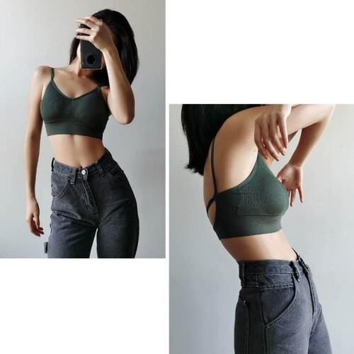 Q Ultra-thin No Steel Ring Lingerie Sexy Bandeau Sexy Bra Sports Tops Cropped Underwear for Female Back Hollow Lingerie