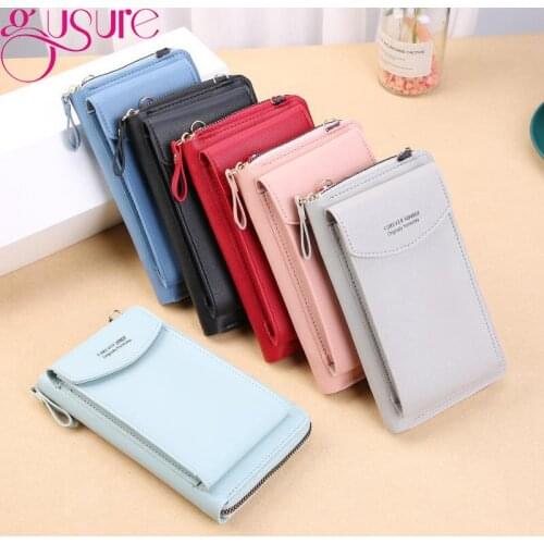 Gusure Women Pu Leather Shoulder Straps Shoulder Bag Mobile Phone Crossbody Pouch Card Holders Wallet Ladies Mini Handbag Pocket