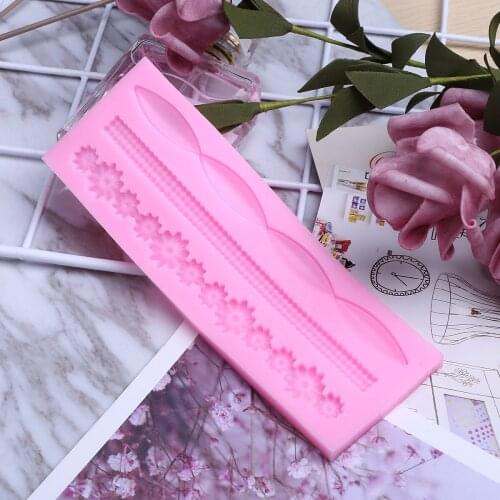 Silicone Flower Strip Ribbon Mold Sugar Paste Cake DIY Cooking Craft Clays Making Mould Tool Fondant Cake Edge Decor Chain Mold
