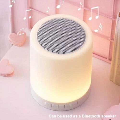 LED Colorful Night Light Touch Desk Lamp Wireless Bluetooth Speaker Time Alarm Clock with Colored Light Flashing Home Table Lamp