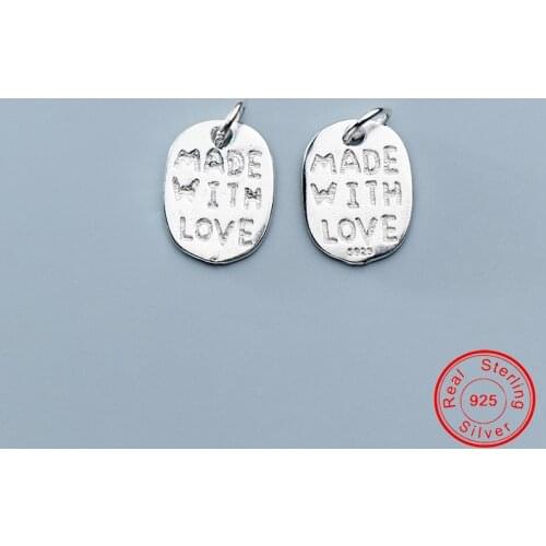 UQBing 100% 925 Sterling Silver Geometric Letter Engraved Dangle Charms Pendant For Necklace Bracelets Jewelry Making