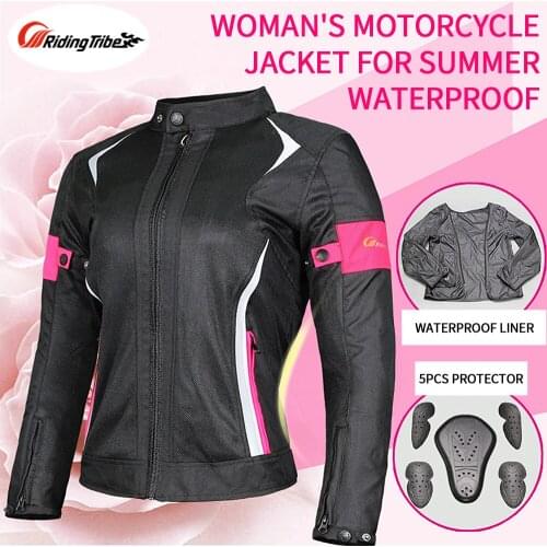 Riding Tribe Waterproof Motorcycle Women Summer Jacket Pants Moto Racing Clothes Reflective Protective Clothes Armour JK-52