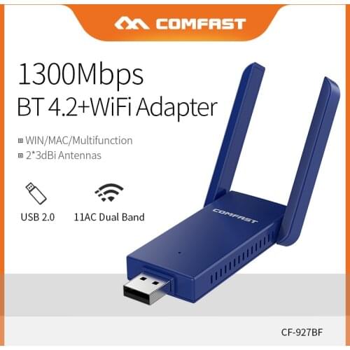 [Wifi+Bluetooth-compatible] 1300Mbps 5GHz Wireless USB WiFi Adapter BT4.2 Network Card for PC Laptop desktop