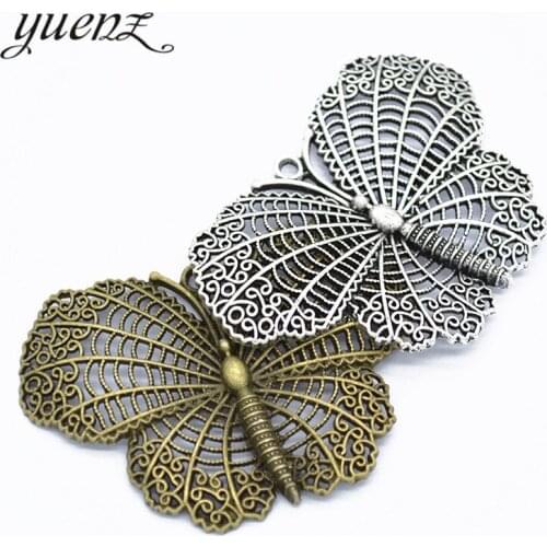 YuenZ 2pcs Hot Sell Exquisite vintage butterfly Alloy Charms Pendant for Jewelry Making Accessory 68*46mm D275