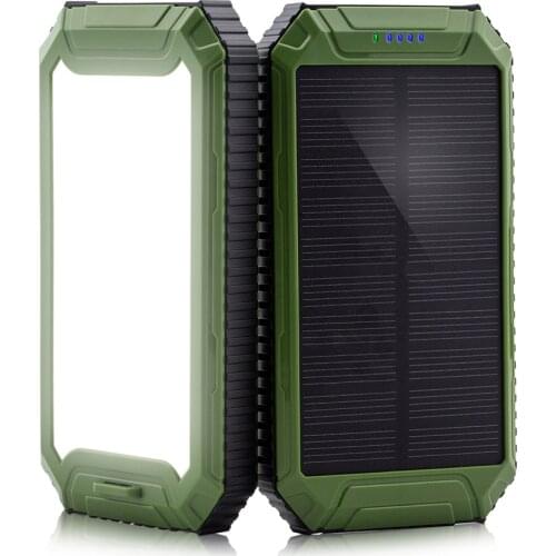 PowerGreen Solar Mobile Phone Charger 10000mAh 5V 2A Power Bank Sunlight Panel for Outdoor