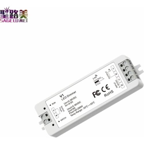 2.4G single color RF Push Dim Dimming led Controller DC5V 12V 24V 36V 1CH*8A dimmer V1 receiver for single color led light tape