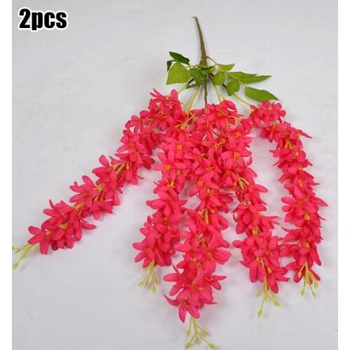 2x Artificial Wisteria Vines Clove 25.6inches Flower Vines Garland Fake Silk Wisteria Wedding Party Decor