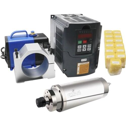 3.2KW water cooled spindle motor CNC kit：ER20 Stone Spindle 4 bearings Metal spindle & VFD/ Inverter &100mm spindle bracket