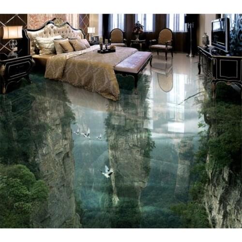 Beibehang Custom floor Horizon Wonderland Cliffs Living Room Bathroom 3D Floor Tile Floor Painting Room Bathroom 3D Floor photo