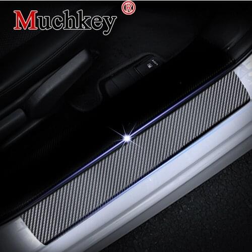 Car Door Sill Scuff Plate For SEAT ATECA Welcome Pedal Stickers Door Entry Guard 4D Carbon Fiber Vinyl Sticker Car Styling 4Pcs