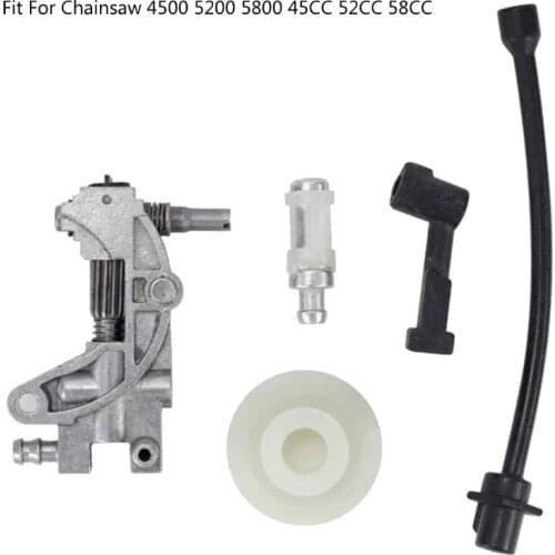5Pcs Oil Pump Filter Pipe Hose Line Oil Nozzle Turbine Kit For 4500 5200 5800 45CC 52CC 58CC Gasoline Chainsaw Spare Parts
