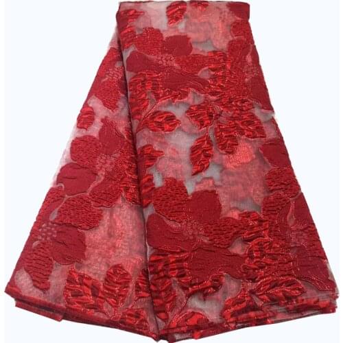 5yards/pc) Newest red color African party lace beautiful jacquard French net lace fabric for attractive dress 8 colors FLH090