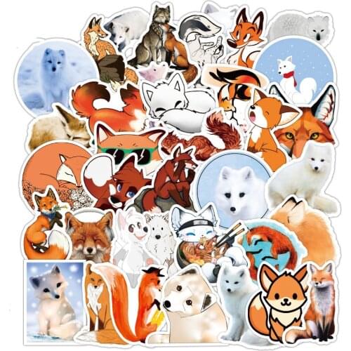 50pcs Cartoon Cute Fox Vulpes Graffiti Stickers DIY Laptop Luggage Refrigerator PVC Kids Stickers Toys