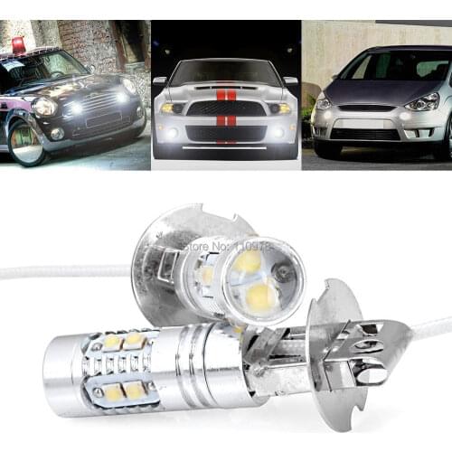 50W 6000K CREE Chips LED H3 Projector Daytime Running Fog Light DRL For Ford Mustang Chevy Camaro Cadillac