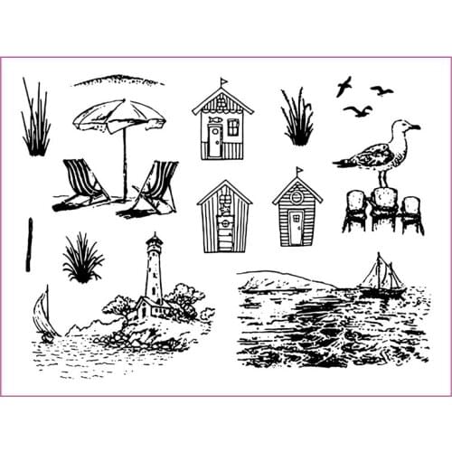 6*8 inch Seaside Landscape Clear Stamps For DIY Scrapbooking Paper Cards Handcrafts Decorative Stempels Silicone Seals New
