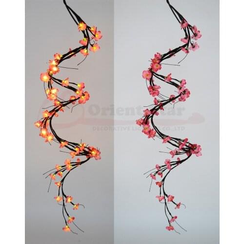6' LED Lighted Soft Blossom Plum Willow Twig Garland Christmas Party New Year Wedding Decoration Soft Willow Garland Lighted