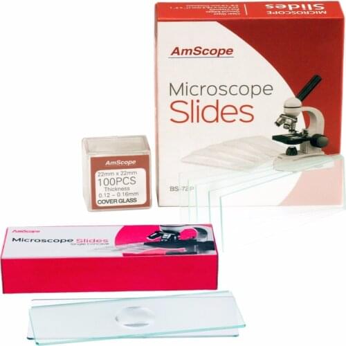 72 Pre-Cleaned Blank Plate Microscope Slides and 12 Single Depression Concave Slides + 100 Coverslips