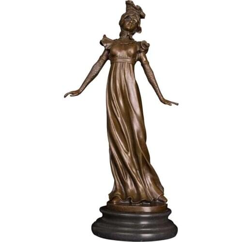 ArtsHom DS-629 Elegant Western Female Bronze sculpture Antique Dressed Woman Statue Figurine for Hotel Home Decor Ornament
