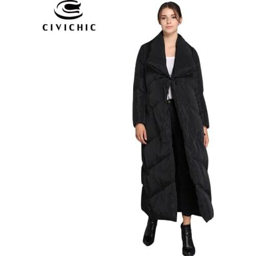 CIVICHIC New Fashion Winter Warm Clothing Personality Cloak Thicken Down Jacket Long Tie Placket Eiderdown Parka Soft Coat DC585
