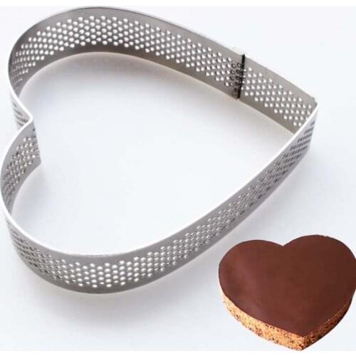 Heart Shaped Fruit Pie Making Molds Stainless Steel Mousse Cake Pizza Dessert Tart Ring Breathable Pastry Baking Ring With Hole