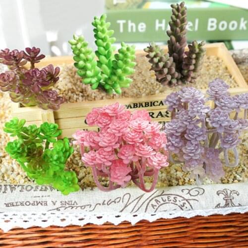 Artificial Succulents Plants DIY Unpotted Small Bonsai Home Garden Desktop Table Party Decoration Faux Succulent Landscape Lotus