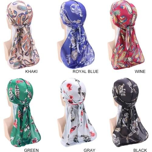 Silk Print Long Tail Pirate Cap Cape Polyester For Men Ladies Fashion 6 Colors Headwear Scarf Turban New Hat Lmitation