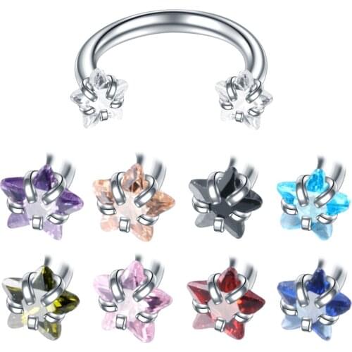 16G 1Pc Stainless Steel Horseshoe Septum Ring Piercing Zircon Nose Ring Cartilage Earring Tragus Helix Piercing Body Jewelry