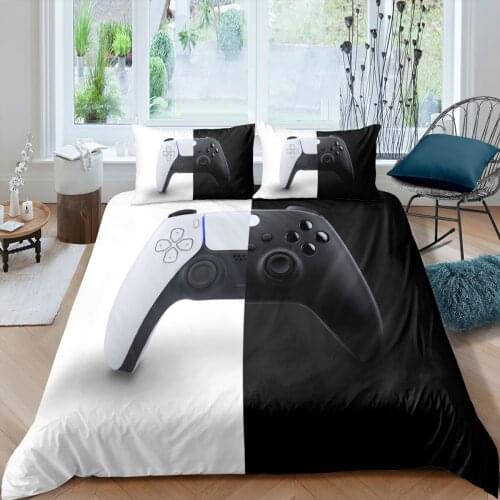 Gamepad 3D Bedding Set Black White Duvet Cover Gamer Bedding Set Young Player 2/3Pcs Comforter Cover With Pillowcase King Size