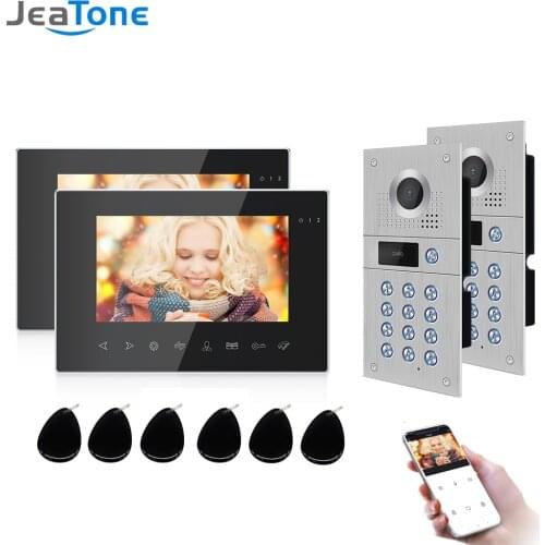 Jeatone WiFi Video Intercom System Kit IP Video Door Phone Unlock Doorbell Camera 7inch 960p Screen Monitor for Home Security