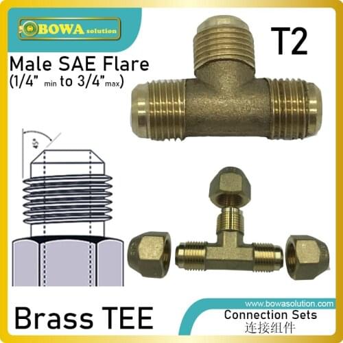 Brass TEE Male SAE line to Male SAE line to Male SAE branch is used for refrigerant extend ports to connect line components