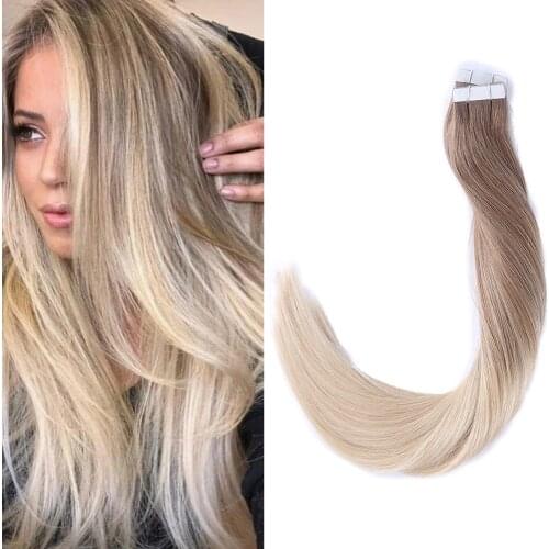 Ombre Balayage Tape In Human Hair Extensions 100% Real Remy Human Hair Extensions 50g 100g Per Package Seamless Tape on Hair
