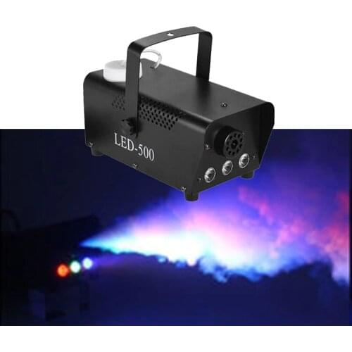 Mini Remote Control Smoke Machine 500W RGB Led Fog Machine Colorful Disco DJ Club Entertainment Party Stage Fogger