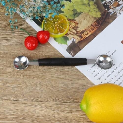 Mini Stainless Steel Double-headed Watermelon Cantaloupe Spoon Dig Ball Ice Cream Scoop Fruit Salad Kitchen Tools