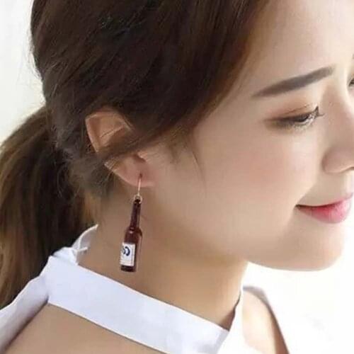 Fashion New Design brand punk jewelry cute beer bottle earrings for women girl gift
