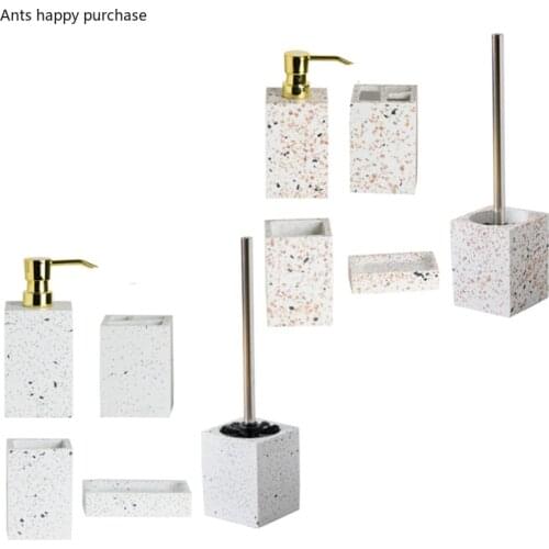 Resin Bathroom Accessories Home Wash Set Bathroom 5-piece Set Lotion Bottle Mouth Cup Toothbrush Holder Soap Dish Toilet Brush
