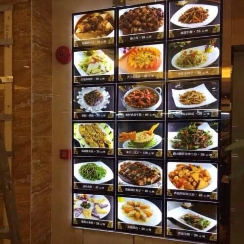 Restaurant Wall Mounted Acrylic LED Back-lit Menu Panel Display A4 Magnetic Light Boxes