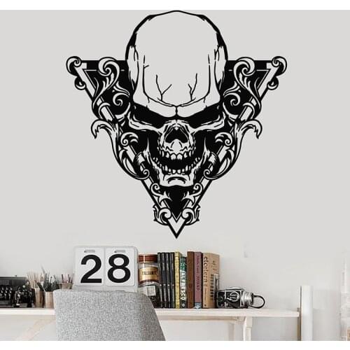 Skull Horror Wall Decal Gothic Style Scary Skeleton Door Window Vinyl Stickers Man Cave Bar Party Interior Decor Wallpaper E618