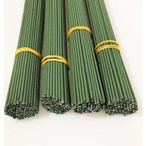 25pcs 2# 40cm Green Plastic Wrap Flower Stick Floral Tape Iron Wire Mesh Flower Stub Stems Craft Decor Soap Holding Flowers Stem
