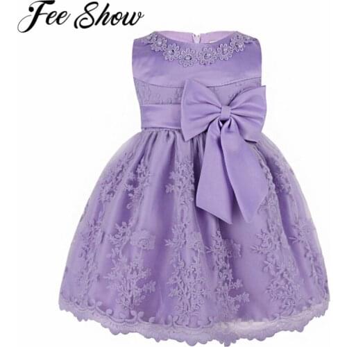 Toddler Girl Dress Floral Embroidered Bow Baptism Clothes Newborn Baby Christening Gown Dress For Girl Kids Party Wear 6-24 M